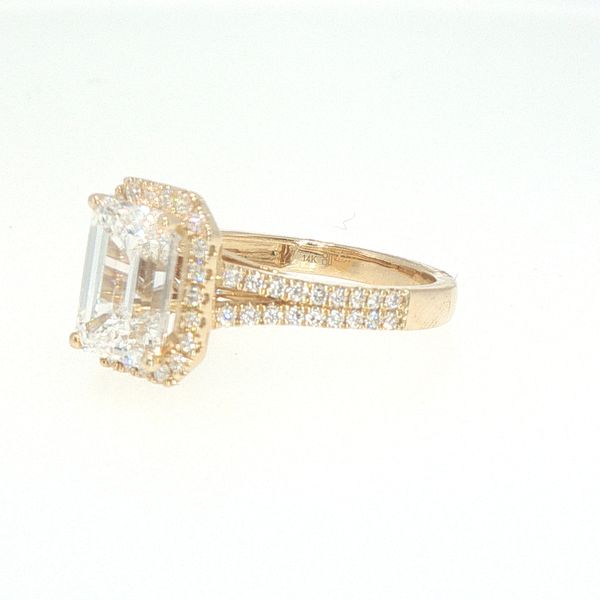 3.54ctw Lab Grown Emerald Cut Diamond Engagement Ring with Halo Image 3 Bryan Jewelry Prattville, AL