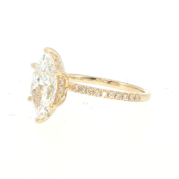 Lab Grown Marquise Solitaire with Pave' set Shank in 14ky Image 3 Bryan Jewelry Prattville, AL