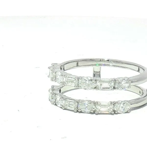 Beautiful mixed cut Lab Grown oval and baguette ring guard in 14k white gold 1 1/3ctw Image 2 Bryan Jewelry Prattville, AL