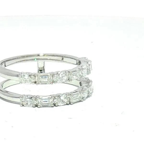 Beautiful mixed cut Lab Grown oval and baguette ring guard in 14k white gold 1 1/3ctw Image 3 Bryan Jewelry Prattville, AL