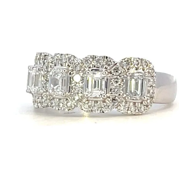 Lab-grown 5 Diamond Emerald Cut Band with Halos Image 2 Bryan Jewelry Prattville, AL