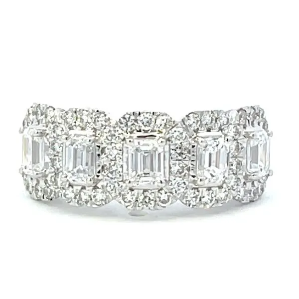 Lab-grown 5 Diamond Emerald Cut Band with Halos Bryan Jewelry Prattville, AL