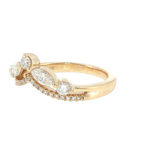 .75ctw Lab Grown Marquise & Round Diamond Chevron Band in 14K Yellow Gold Image 4 Bryan Jewelry Prattville, AL
