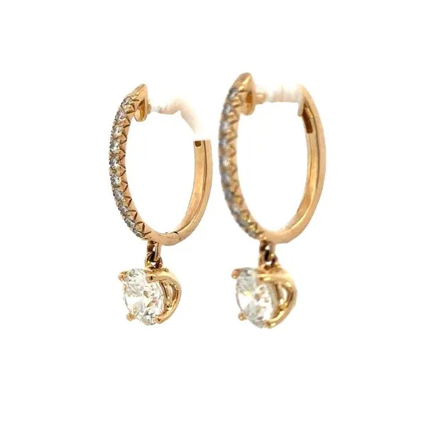 Lab grown 2 1/3ctw Hoops with drop Diamond in 14ky Image 2 Bryan Jewelry Prattville, AL