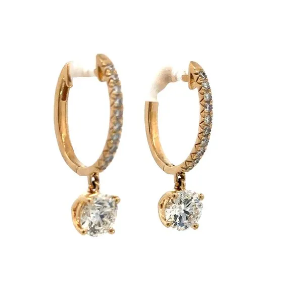 Lab grown 2 1/3ctw Hoops with drop Diamond in 14ky Image 3 Bryan Jewelry Prattville, AL