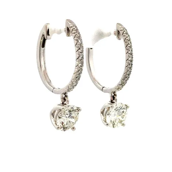 Lab grown 2 1/3ctw Hoops with drop Diamond in 14kw Image 2 Bryan Jewelry Prattville, AL