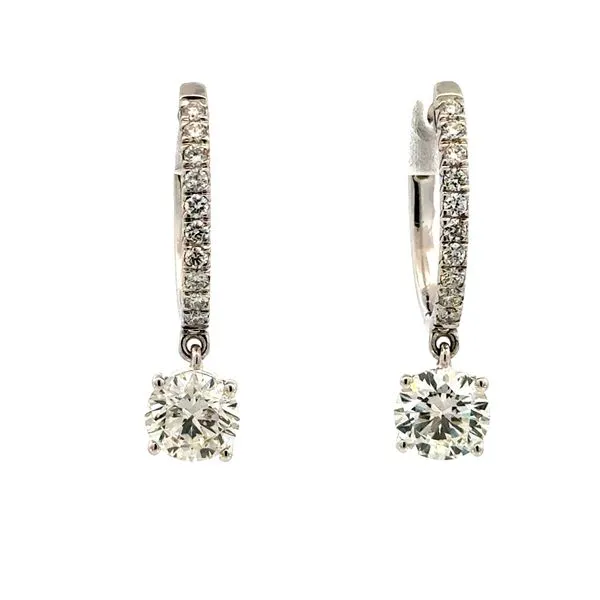 Lab grown 2 1/3ctw Hoops with drop Diamond in 14kw Image 3 Bryan Jewelry Prattville, AL