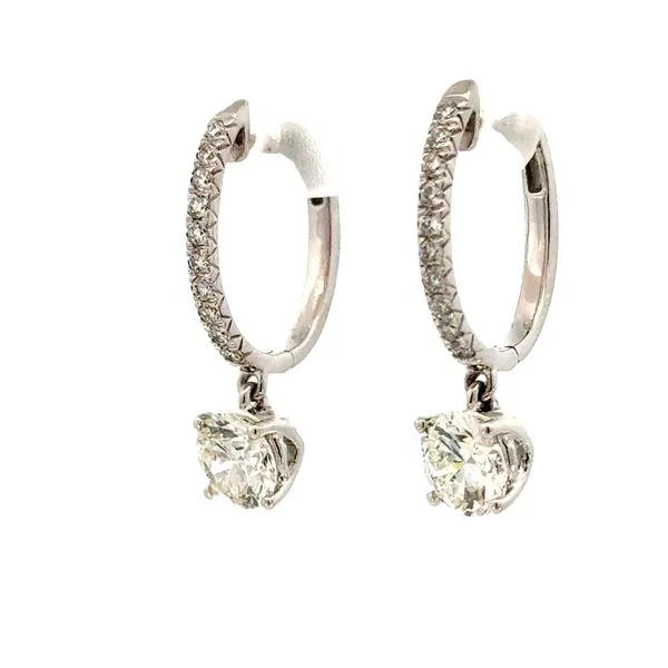 Lab grown 2 1/3ctw Hoops with drop Diamond in 14kw Bryan Jewelry Prattville, AL