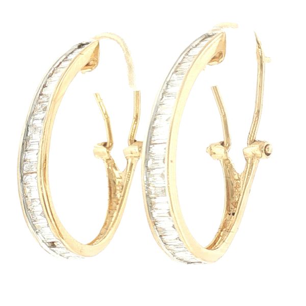 Sleek Brilliance: Lab-Grown Baguette Diamond Hoop Earrings Image 3 Bryan Jewelry Prattville, AL