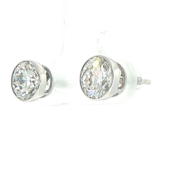 3ctw Lab Grown Diamond Bezel Set Stud Earrings in 14K White Gold Image 3 Bryan Jewelry Prattville, AL