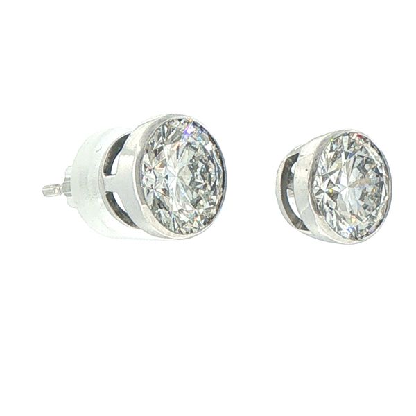 4ctw Lab Grown Diamond Bezel Set Stud Earrings in 14K White Gold Image 2 Bryan Jewelry Prattville, AL