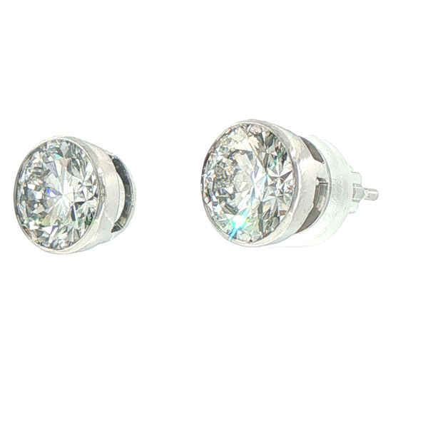 4ctw Lab Grown Diamond Bezel Set Stud Earrings in 14K White Gold Image 3 Bryan Jewelry Prattville, AL