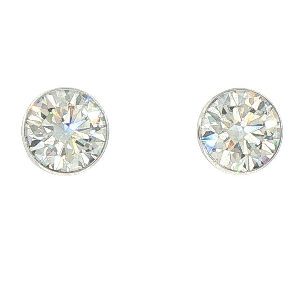 4ctw Lab Grown Diamond Bezel Set Stud Earrings in 14K White Gold Bryan Jewelry Prattville, AL