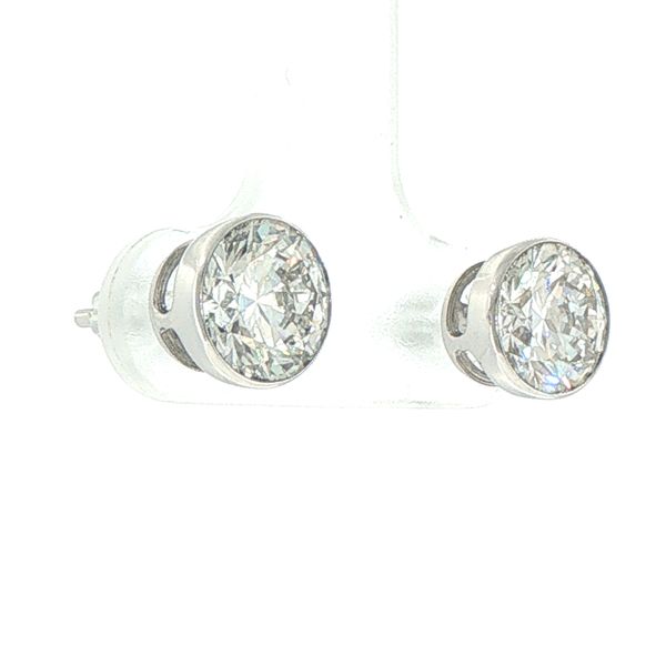 3ctw Lab Grown Diamond Bezel Set Stud Earrings in 14K White Gold Image 2 Bryan Jewelry Prattville, AL
