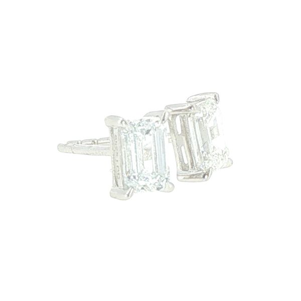 1ctw Emerald Cut Lab Grown Diamond Stud Earrings in Sterling Silver Image 2 Bryan Jewelry Prattville, AL