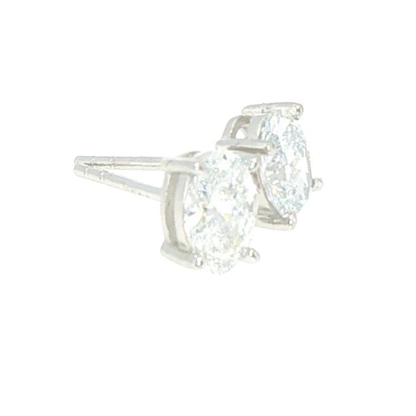 1ctw Oval Lab Grown Diamond Stud Earrings in Sterling Silver Image 2 Bryan Jewelry Prattville, AL