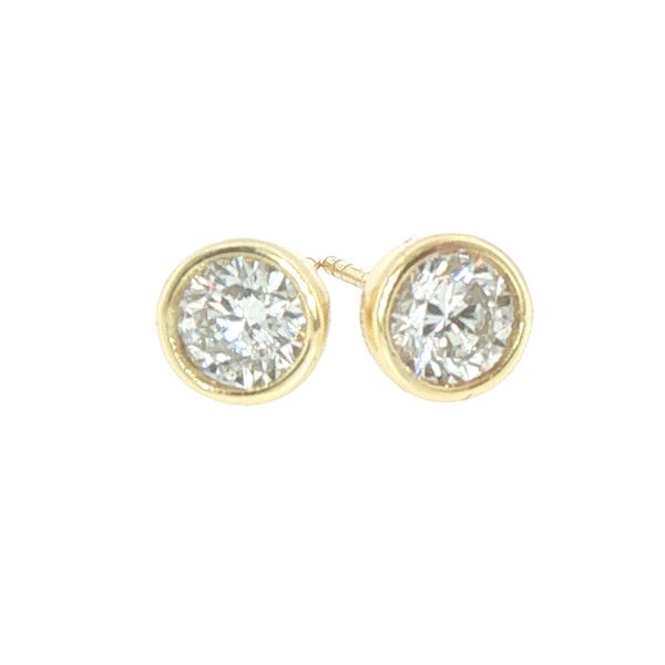 1ctw Lab Grown Diamond Bezel Stud Earrings in Yellow Vermeil Bryan Jewelry Prattville, AL