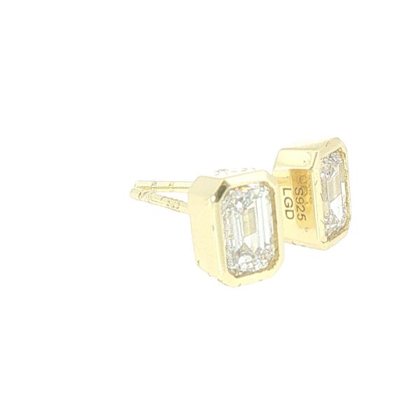 1ctw Lab Grown Emerald Cut Bezel Stud Earrings in Yellow Vermeil Image 2 Bryan Jewelry Prattville, AL