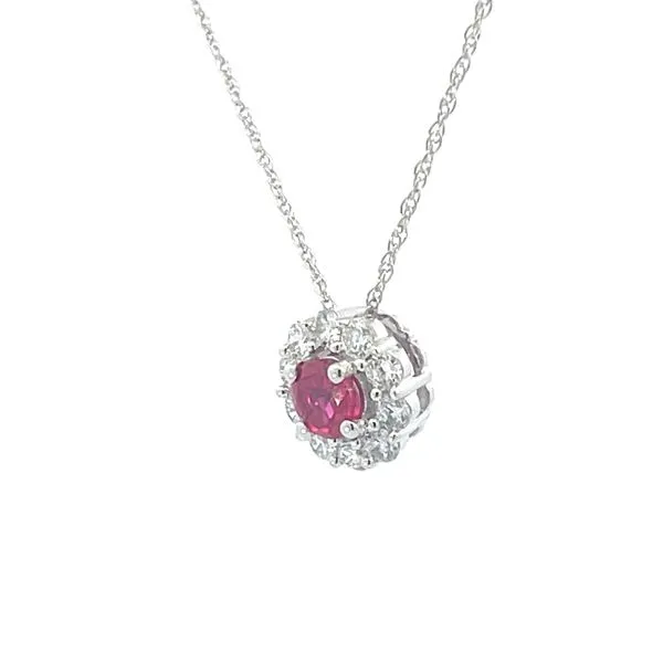 Eco-Brilliance Lab Ruby & Lab Diamond Pendant in 14k White Gold Image 2 Bryan Jewelry Prattville, AL