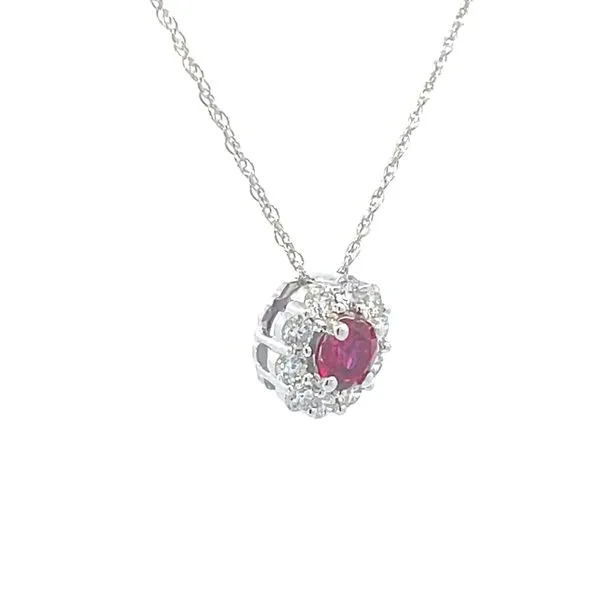 Eco-Brilliance Lab Ruby & Lab Diamond Pendant in 14k White Gold Image 3 Bryan Jewelry Prattville, AL