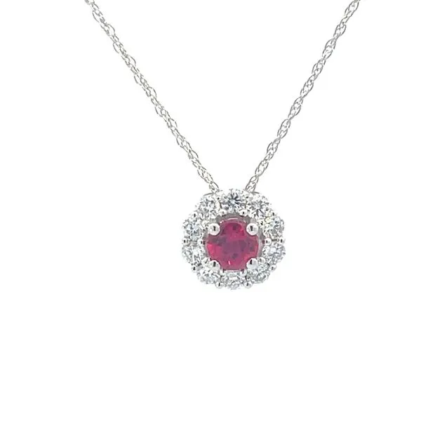 Eco-Brilliance Lab Ruby & Lab Diamond Pendant in 14k White Gold Bryan Jewelry Prattville, AL