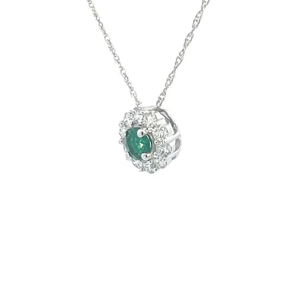 Eco-Brilliance Lab Emerald & Lab Diamond Pendant in 14k White Gold Image 2 Bryan Jewelry Prattville, AL