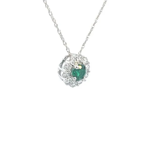 Eco-Brilliance Lab Emerald & Lab Diamond Pendant in 14k White Gold Image 3 Bryan Jewelry Prattville, AL