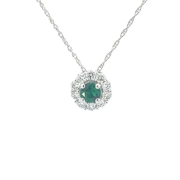 Eco-Brilliance Lab Emerald & Lab Diamond Pendant in 14k White Gold Image 4 Bryan Jewelry Prattville, AL