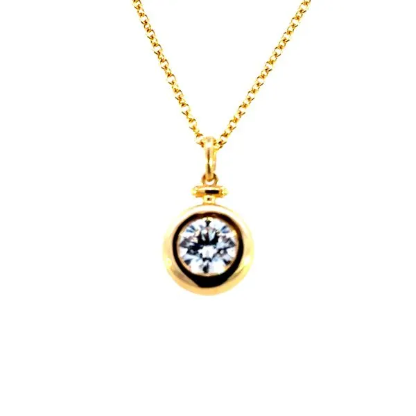 Lab grown 1ct Round Bezel Set Pendant-14ky Image 4 Bryan Jewelry Prattville, AL