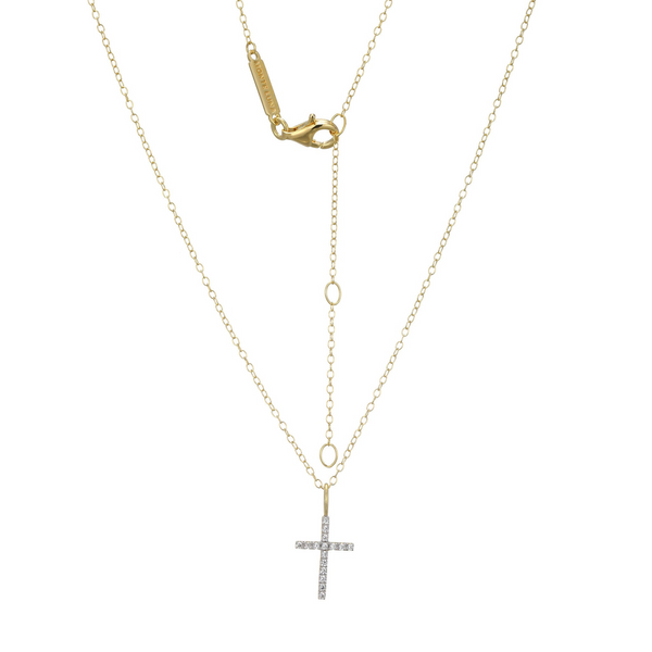 Radiant Faith: Lab Grown Diamond Cross Pendant in Yellow Gold Over Sterling Silver Image 2 Bryan Jewelry Prattville, AL