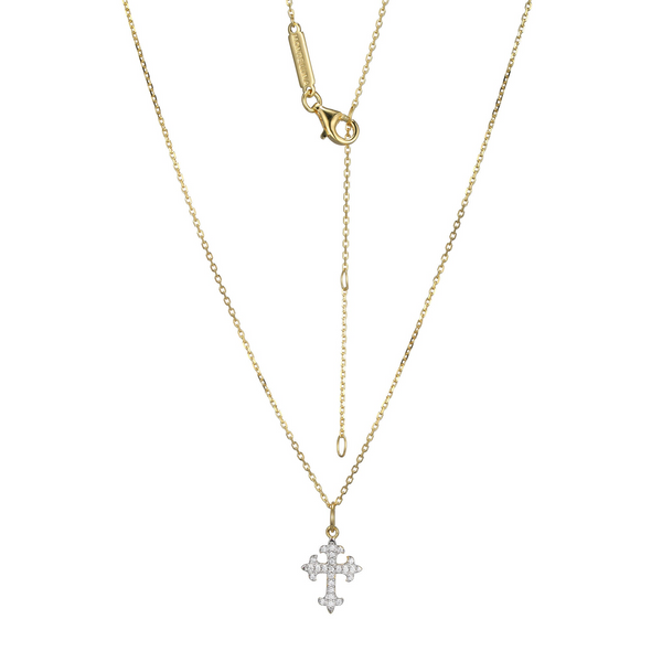 Fleur de Lis Cross Pendant in Yellow Gold Over Sterling Silver (1/10ctw Lab Grown Diamonds) Image 3 Bryan Jewelry Prattville, AL