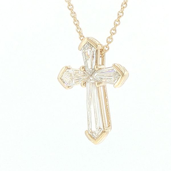 Lab Grown Shield Cut Diamond Cross Necklace Image 2 Bryan Jewelry Prattville, AL