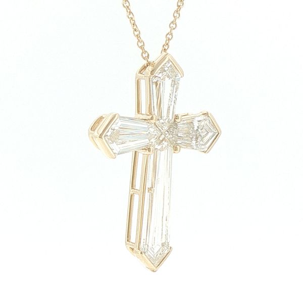 Lab Grown Shield Cut Diamond Cross Necklace Image 2 Bryan Jewelry Prattville, AL