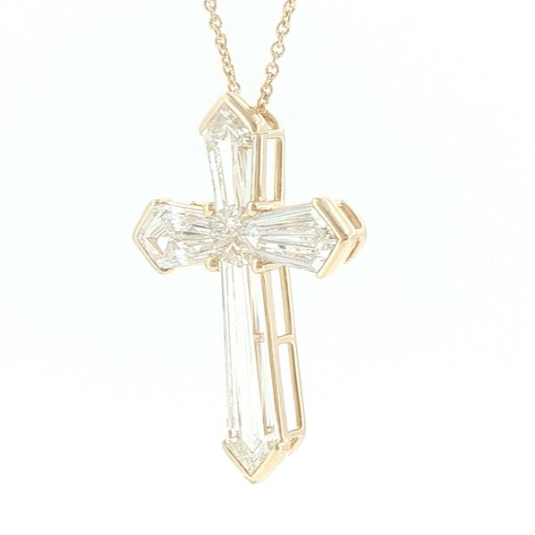Lab Grown Shield Cut Diamond Cross Necklace Image 3 Bryan Jewelry Prattville, AL