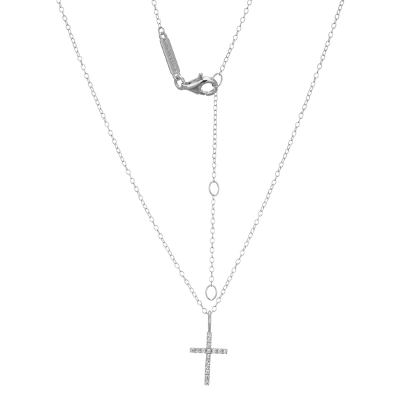 Petite 1/10ctw Lab Grown Diamond Cross Pendant with Adjustable Chain Image 2 Bryan Jewelry Prattville, AL