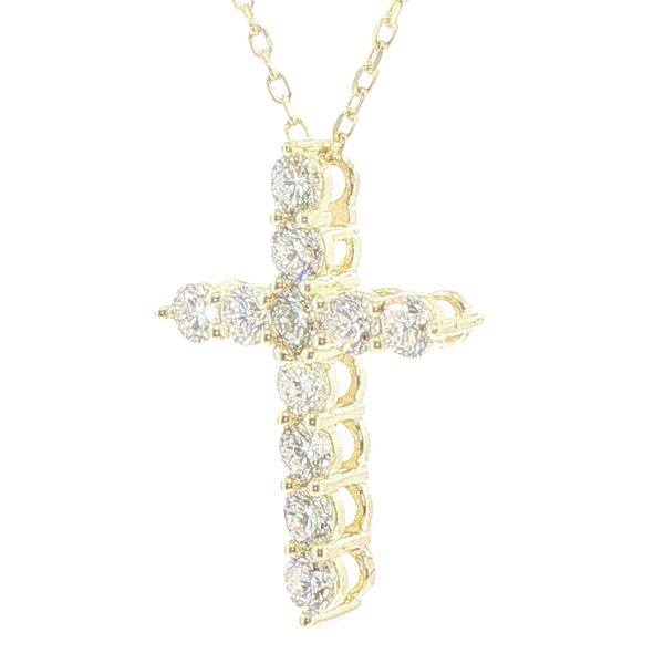 1ctw Lab Grown Diamond Cross Pendant in Yellow Vermeil Image 3 Bryan Jewelry Prattville, AL