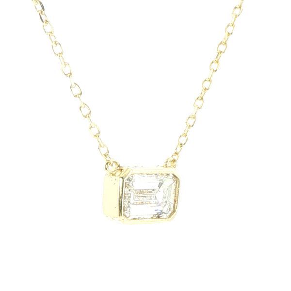 1ct Emerald Cut Lab Grown Bezel Necklace in Yellow Vermeil Image 2 Bryan Jewelry Prattville, AL