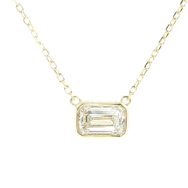1ct Emerald Cut Lab Grown Bezel Necklace in Yellow Vermeil Bryan Jewelry Prattville, AL