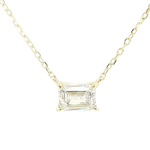 1ct Lab Grown Emerald Cut East-West Necklace in Yellow Vermeil Bryan Jewelry Prattville, AL