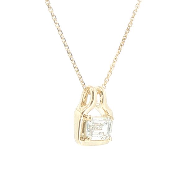 1ct Lab Grown Emerald Cut East-West Diamond Pendant in 14K Yellow Gold Image 2 Bryan Jewelry Prattville, AL