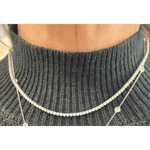 Lab Grown 5ctw Riviera/Tennis Necklace-14kw Image 4 Bryan Jewelry Prattville, AL