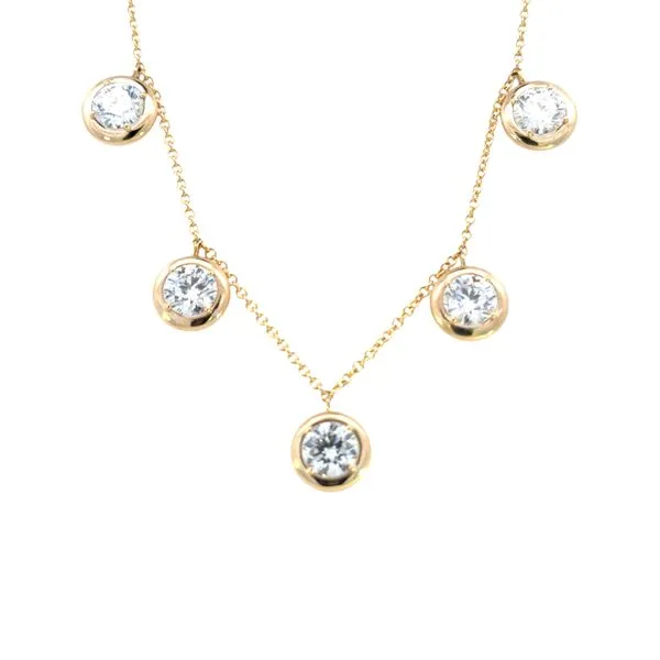Lab Grown Five station Bezel Set Necklace-adjustable 16-18 inches-14ky Bryan Jewelry Prattville, AL