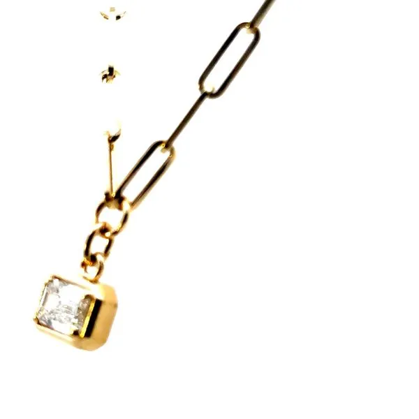 Paper Clip Necklace with Bezel set Lab grown Emerald Cut Diamond-14ky Image 2 Bryan Jewelry Prattville, AL