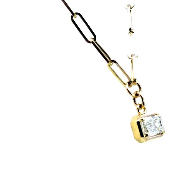 Paper Clip Necklace with Bezel set Lab grown Emerald Cut Diamond-14ky Image 3 Bryan Jewelry Prattville, AL