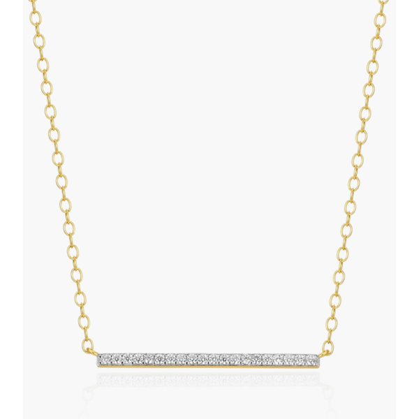 Golden Line of Light:Pave Bar Necklace in 14K Yellow Gold-Plated Sterling Silver Bryan Jewelry Prattville, AL