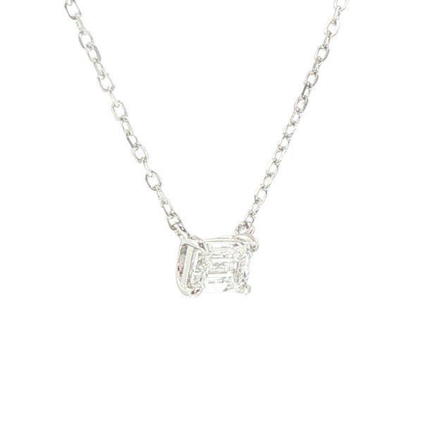 1/2ct Lab Grown Emerald Cut Solitaire Necklace in Sterling Silver Image 2 Bryan Jewelry Prattville, AL