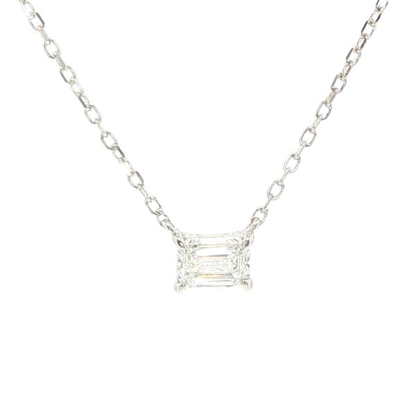 1/2ct Lab Grown Emerald Cut Solitaire Necklace in Sterling Silver Bryan Jewelry Prattville, AL