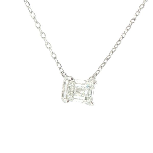 1ct Lab Grown Emerald Cut Solitaire Necklace in Sterling Silver Image 2 Bryan Jewelry Prattville, AL