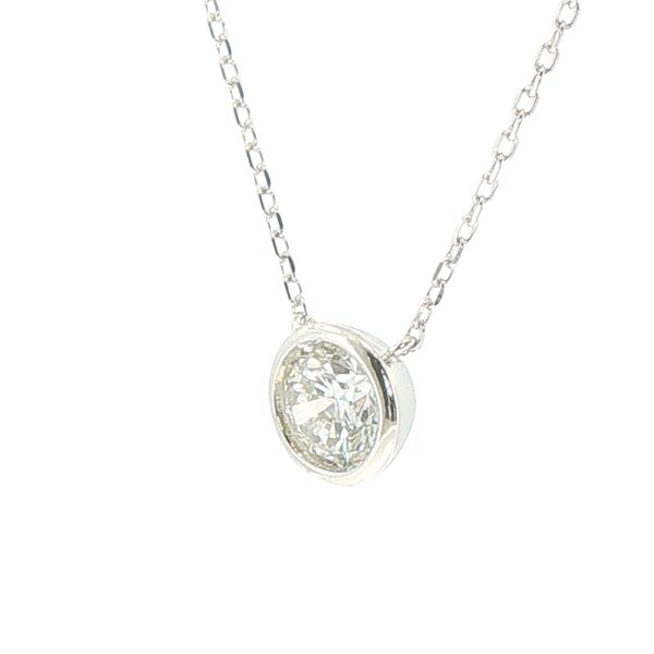 1ct Lab Grown Round Diamond Bezel Solitaire Necklace in Sterling Silver Image 2 Bryan Jewelry Prattville, AL