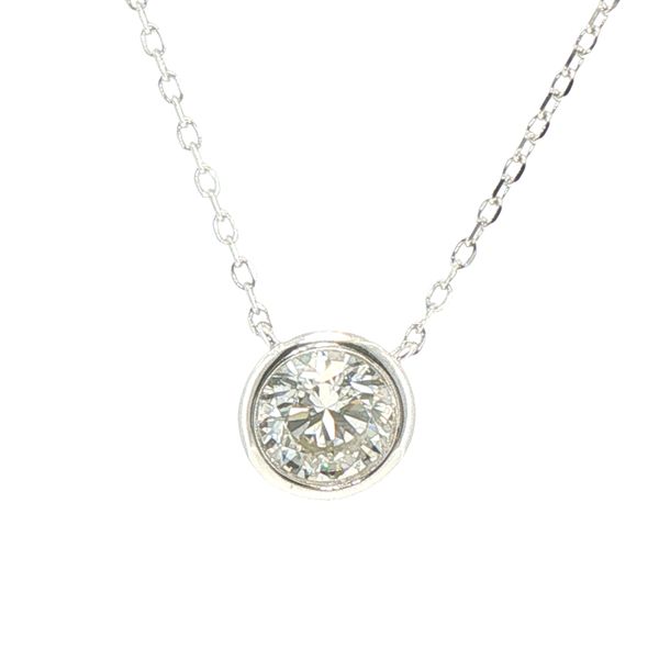 1ct Lab Grown Round Diamond Bezel Solitaire Necklace in Sterling Silver Bryan Jewelry Prattville, AL